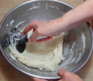 Kneading dough in a bowl with the Dome