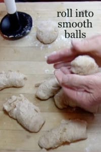 roll whole wheat pita pieces into balls