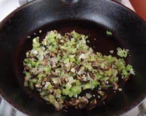 onions, peppers, mushrooms frying